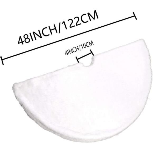 48-Inch White Faux Fur Christmas Tree Skirt, Plush Holiday Decoration - Picture 7 of 8